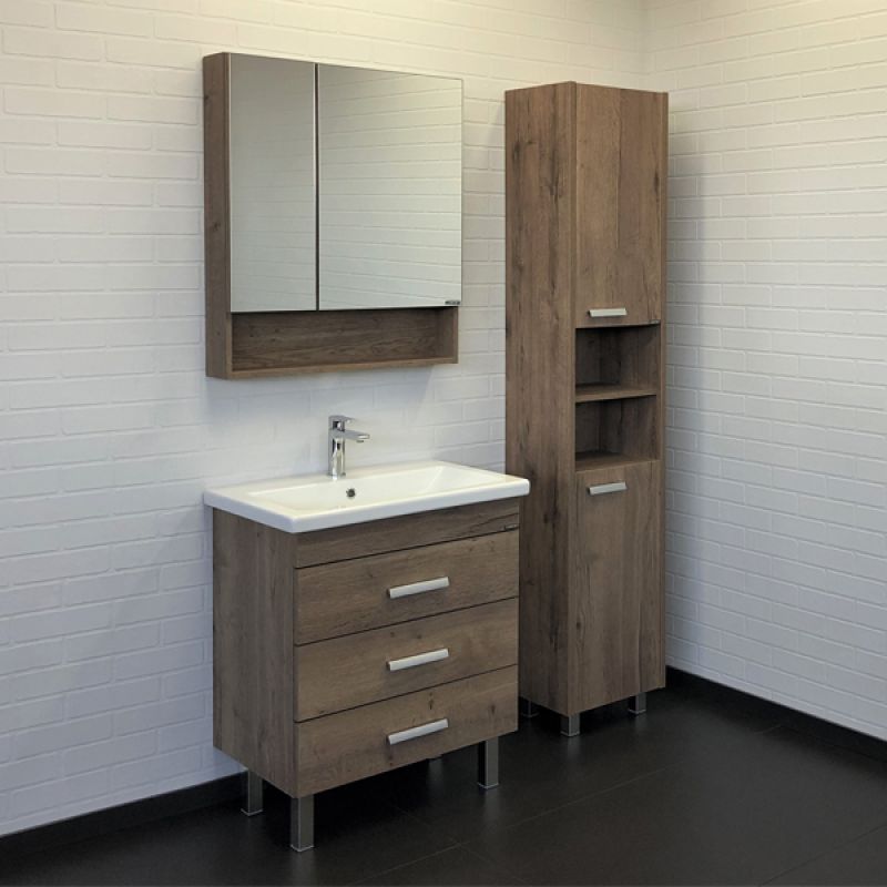 Тумба с раковиной Comforty Никосия-70Н 00-00008854 дуб темный с раковиной Como 70