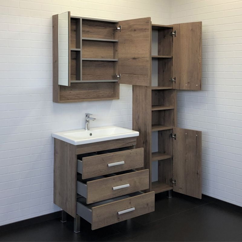 Тумба с раковиной Comforty Никосия-70Н 00-00008854 дуб темный с раковиной Como 70