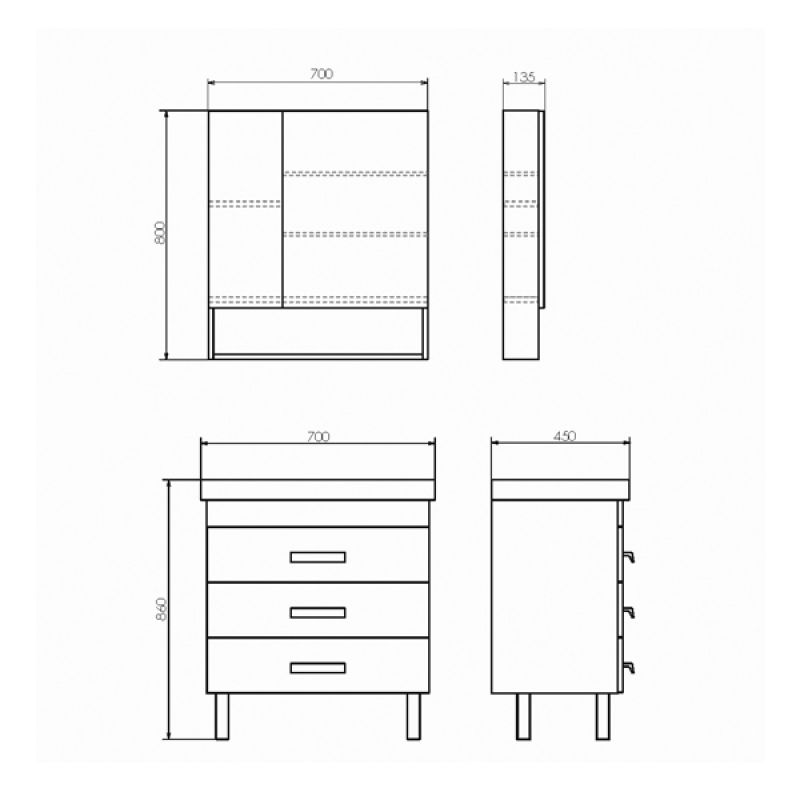 Тумба с раковиной Comforty Никосия-70Н 00-00008854 дуб темный с раковиной Como 70