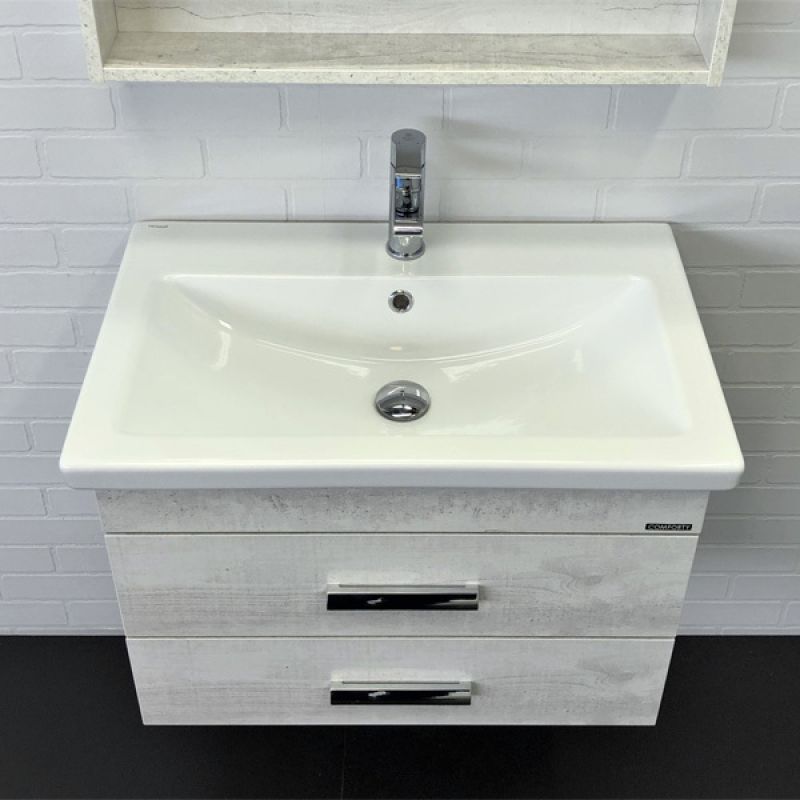 Тумба с раковиной Comforty Никосия-70П 00-00005792 дуб белый с раковиной COMO 70