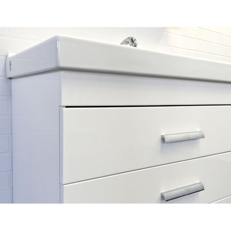 Тумба с раковиной Comforty Никосия-80Н 00-00011162 белый глянец с раковиной Fest 80