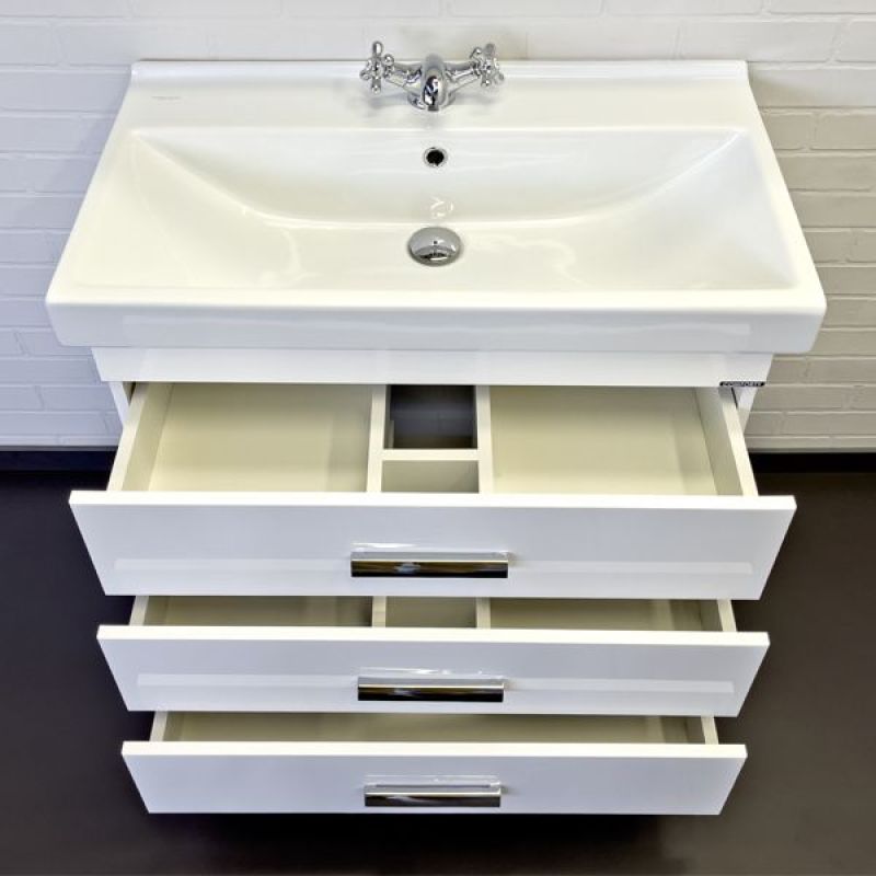 Тумба с раковиной Comforty Никосия-80Н 00-00011162 белый глянец с раковиной Fest 80