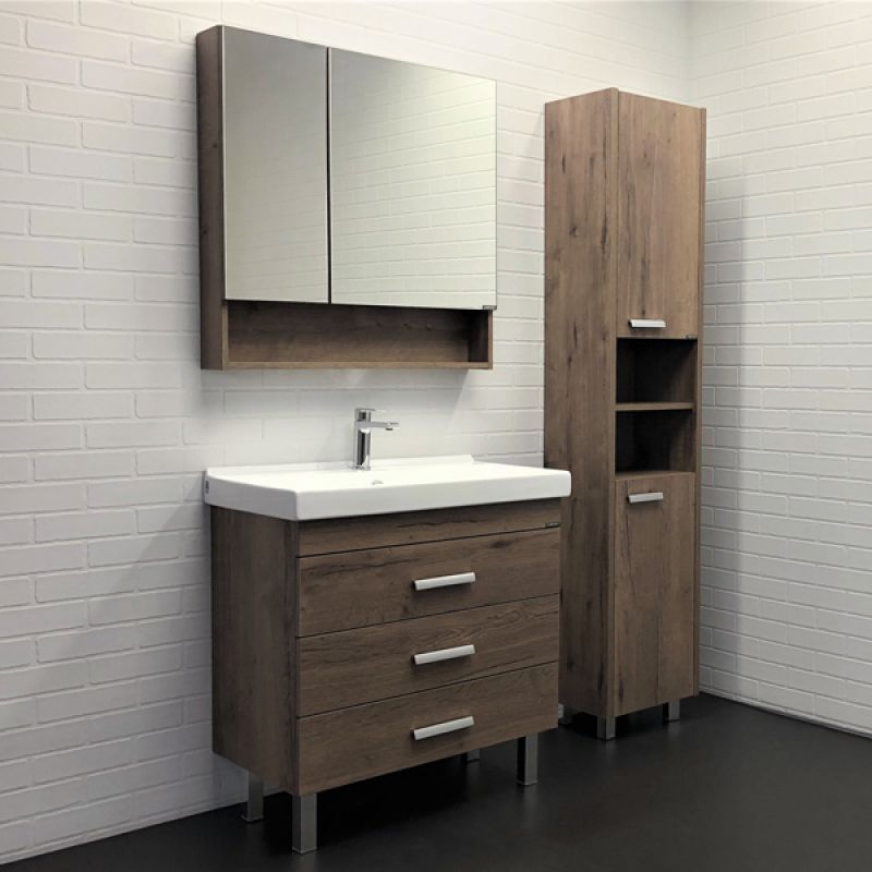 Тумба с раковиной Comforty Никосия-80Н 00-00007621 дуб темный с раковиной Fest 80