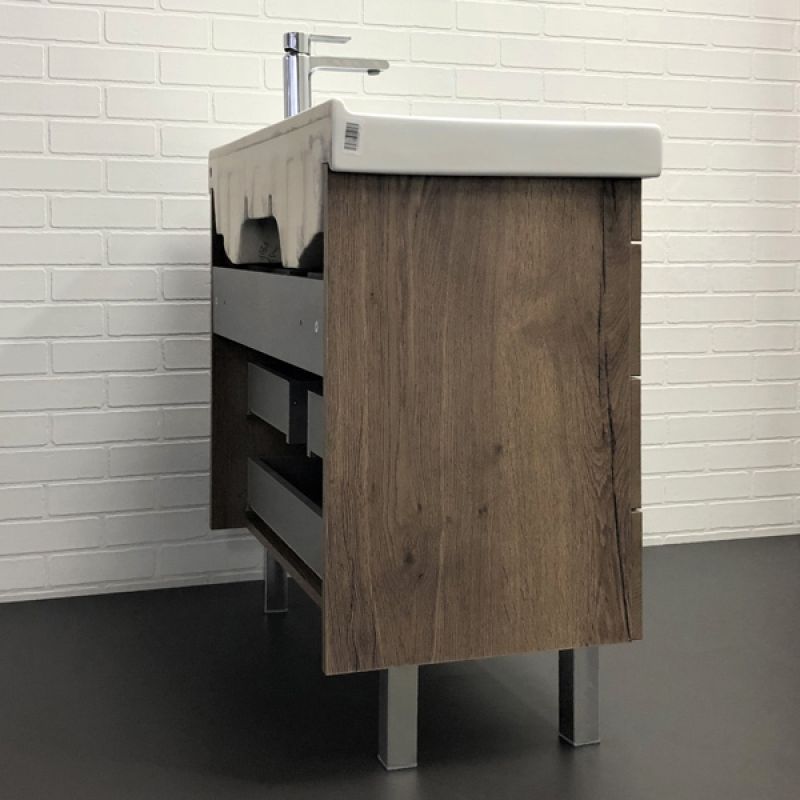 Тумба с раковиной Comforty Никосия-80Н 00-00007621 дуб темный с раковиной Fest 80