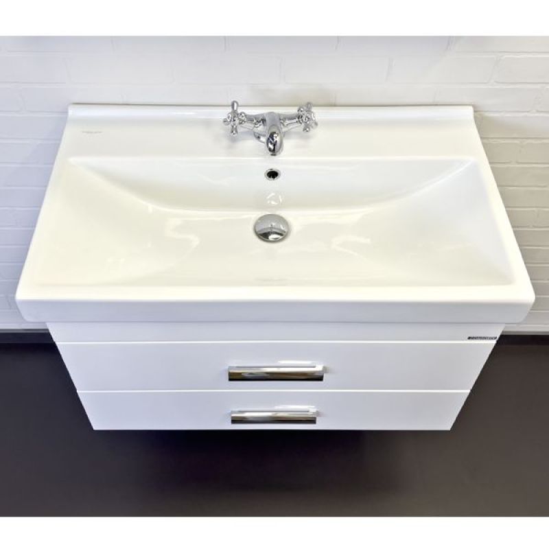 Тумба с раковиной Comforty Никосия-80П 00-00011163 белый глянец с раковиной Fest 80