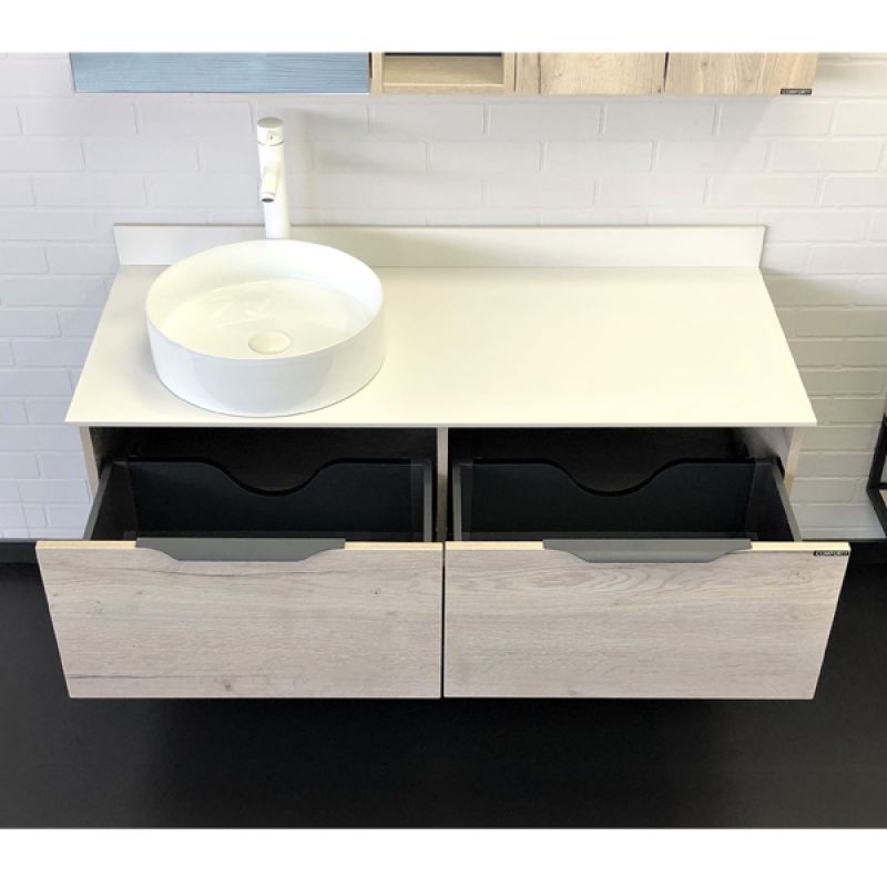 Тумба с раковиной Comforty Порто-120-1 00-00008905 дуб дымчатый с белой столешницей c раковиной Comforty 9110