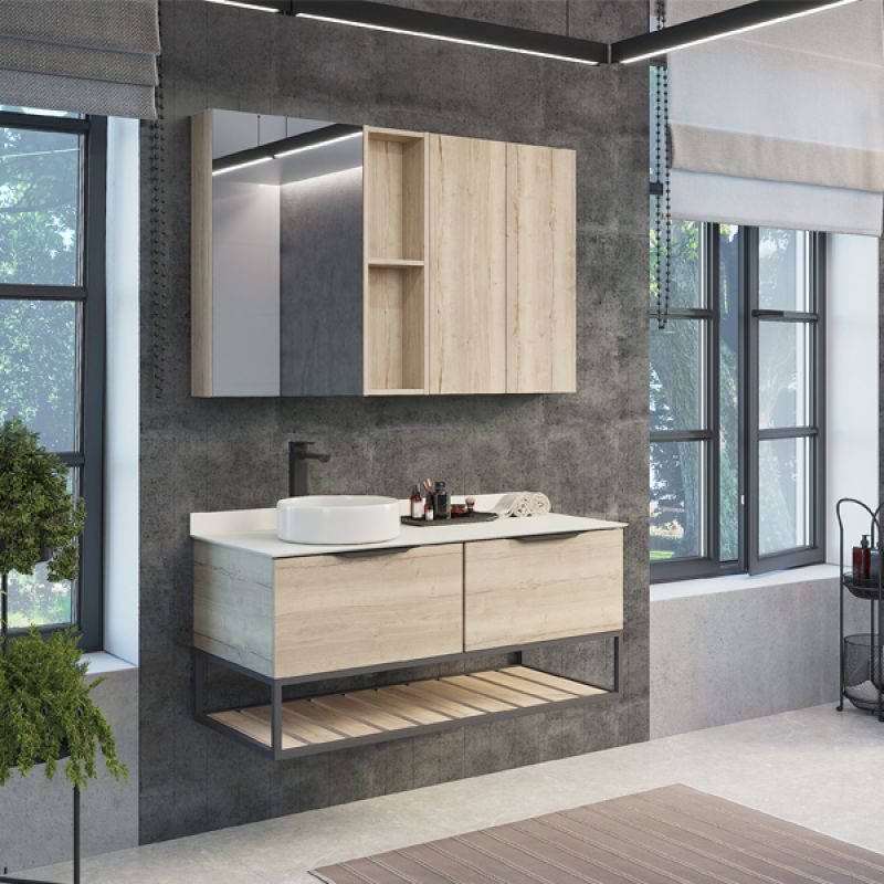 Тумба с раковиной Comforty Порто-120-1 00-00008905 дуб дымчатый с белой столешницей c раковиной Comforty 9110