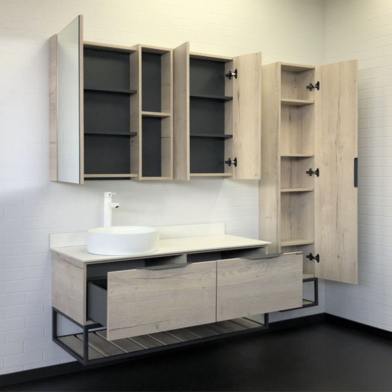 Тумба с раковиной Comforty Порто-120-1 00-00008905 дуб дымчатый с белой столешницей c раковиной Comforty 9110