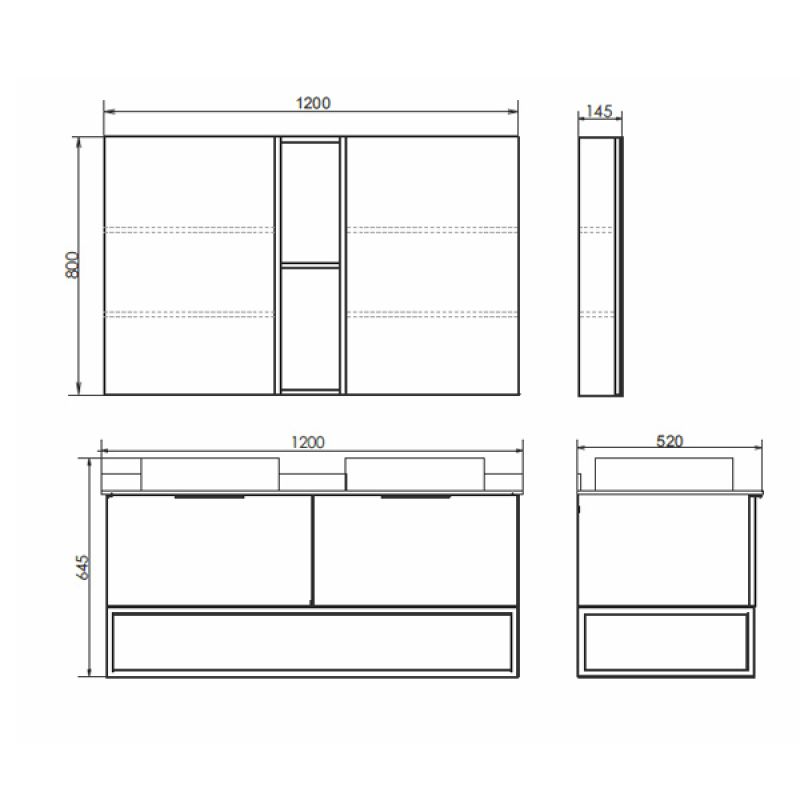 Тумба с раковиной Comforty Порто-120-2 00-00008910 дуб дымчатый с белой столешницей с раковинами Comforty 9110