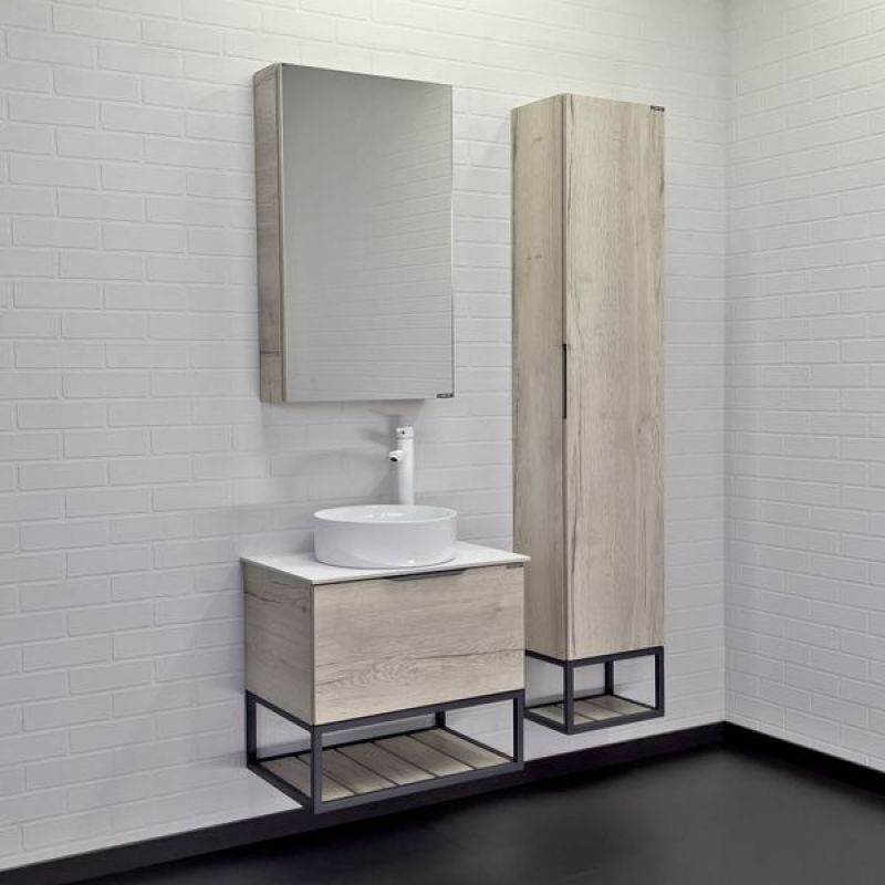 Тумба с раковиной Comforty Порто-60 00-00011397 дуб дымчатый с белой столешницей c раковиной Comforty 9111