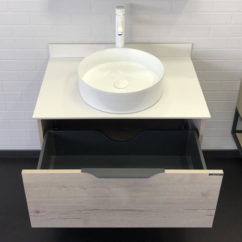 Тумба с раковиной Comforty Порто-75 00-00009321 дуб дымчатый с белой столешницей c раковиной Comforty 9110