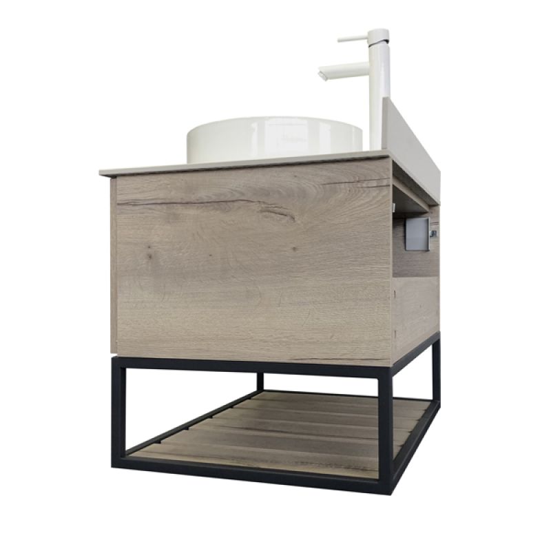 Тумба с раковиной Comforty Порто-75 00-00009321 дуб дымчатый с белой столешницей c раковиной Comforty 9110