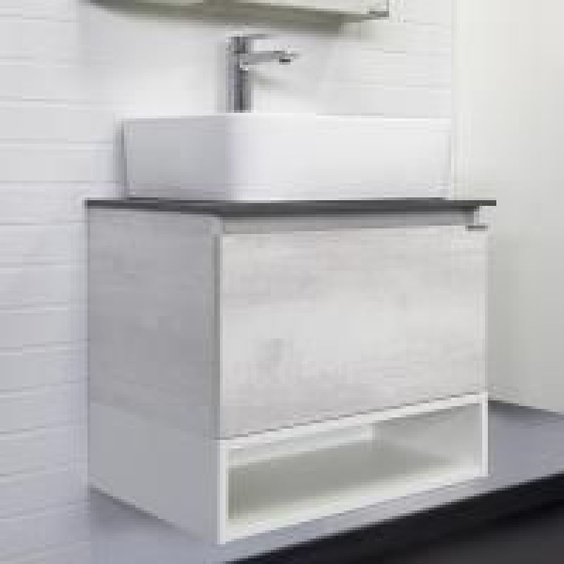 Тумба с раковиной Comforty Прага-60 00-00014536 дуб белый с графитовой столешницей с раковиной Comforty PZ-6068