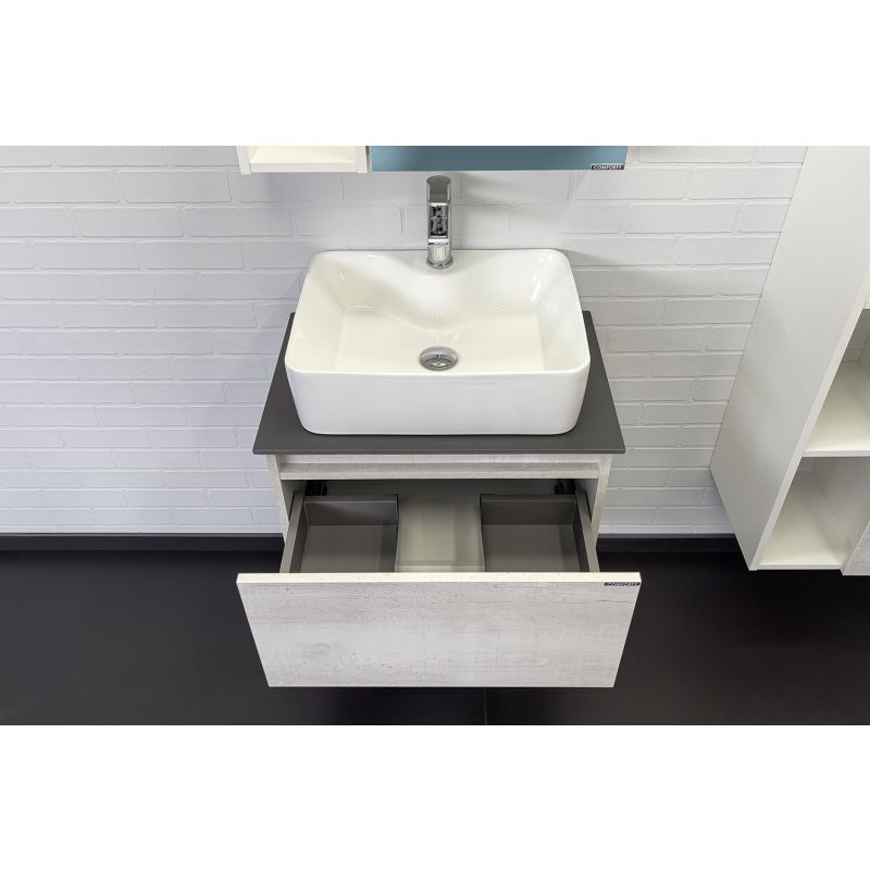 Тумба с раковиной Comforty Прага-60 00-00014536 дуб белый с графитовой столешницей с раковиной Comforty PZ-6068