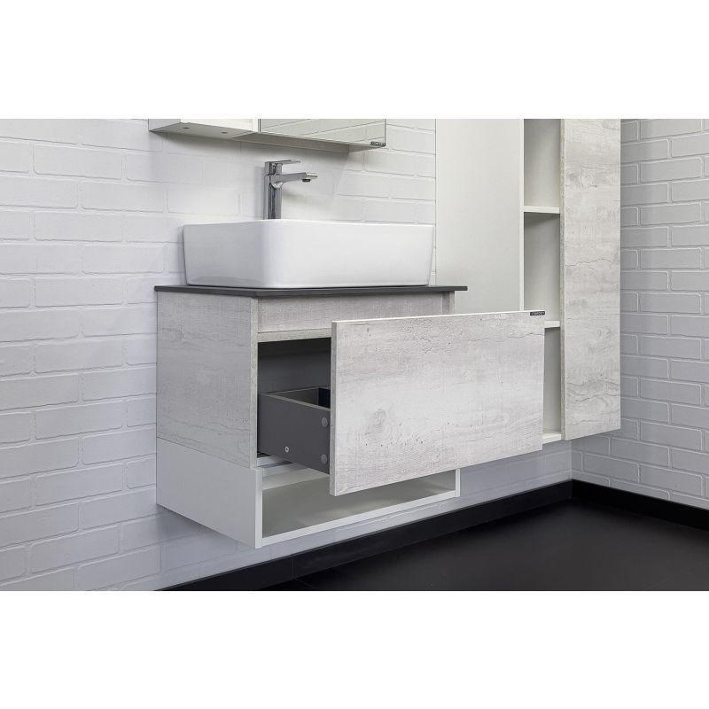 Тумба с раковиной Comforty Прага-60 00-00014536 дуб белый с графитовой столешницей с раковиной Comforty PZ-6068