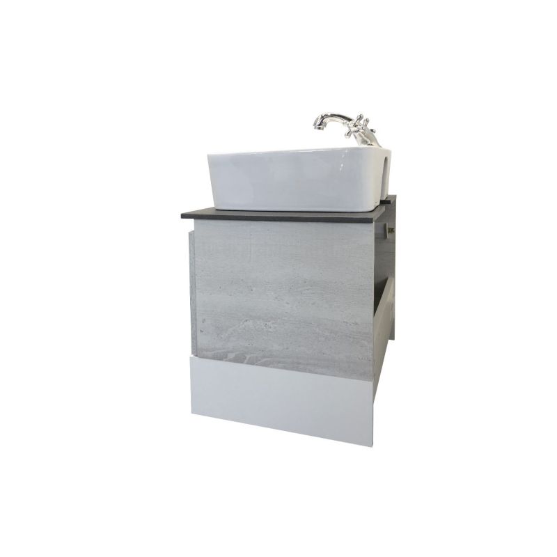 Тумба с раковиной Comforty Прага-60 00-00014536 дуб белый с графитовой столешницей с раковиной Comforty PZ-6068