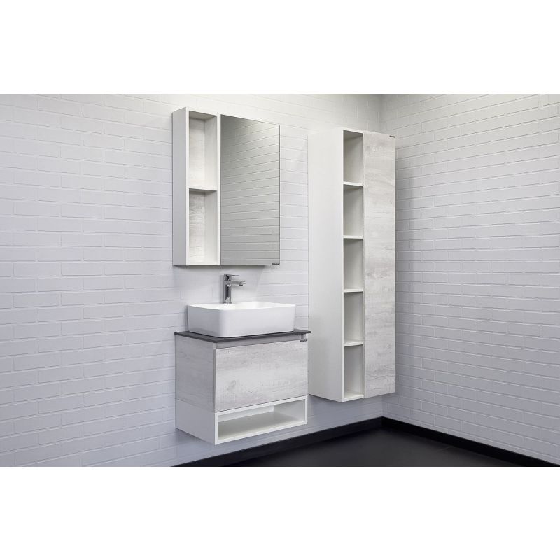 Тумба с раковиной Comforty Прага-60 00-00014536 дуб белый с графитовой столешницей с раковиной Comforty PZ-6068