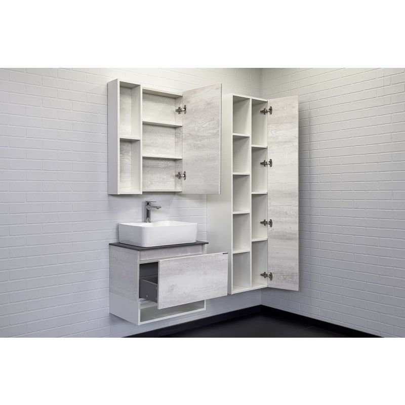 Тумба с раковиной Comforty Прага-60 00-00014536 дуб белый с графитовой столешницей с раковиной Comforty PZ-6068