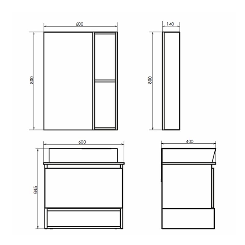 Тумба с раковиной Comforty Прага-60 00-00014536 дуб белый с графитовой столешницей с раковиной Comforty PZ-6068