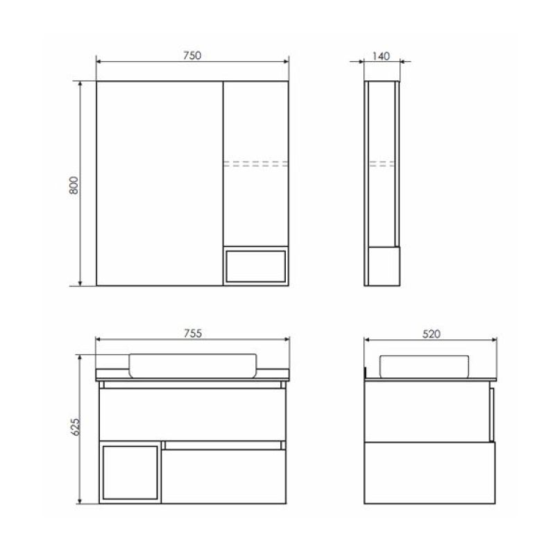 Тумба с раковиной Comforty Прага-75 00-00012790 дуб белый с серой столешницей с раковиной T-Y9378