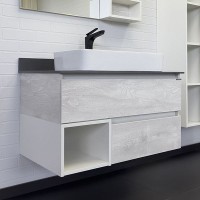 Тумба с раковиной Comforty Прага-90 00-00014425 дуб белый с графитовой столешницей с Comforty 78189