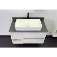 Тумба с раковиной Comforty Прага-90 00-00014425 дуб белый с графитовой столешницей с Comforty 78189