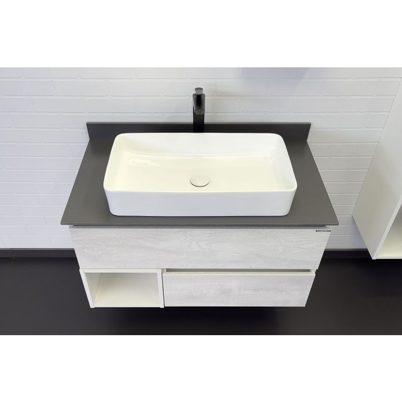 Тумба с раковиной Comforty Прага-90 00-00014425 дуб белый с графитовой столешницей с Comforty 78189