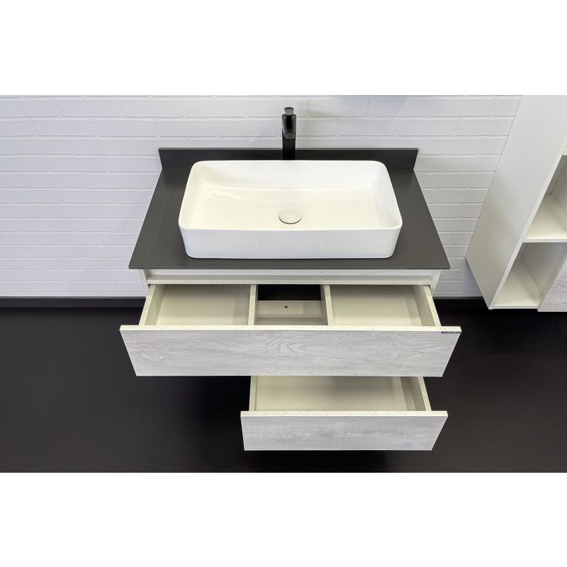 Тумба с раковиной Comforty Прага-90 00-00014425 дуб белый с графитовой столешницей с Comforty 78189