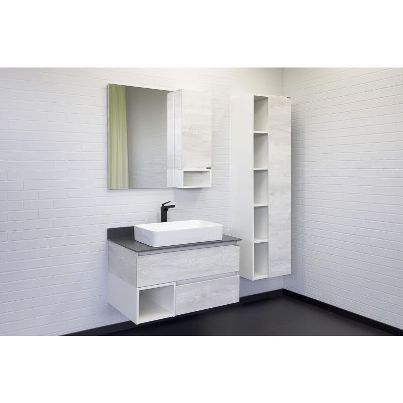 Тумба с раковиной Comforty Прага-90 00-00014425 дуб белый с графитовой столешницей с Comforty 78189