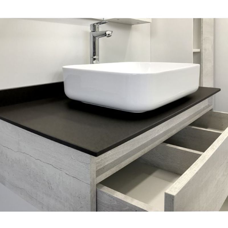 Тумба с раковиной Comforty Прага-90 00-00014424 дуб белый с графитовой столешницей с раковиной Comforty T-Y9378