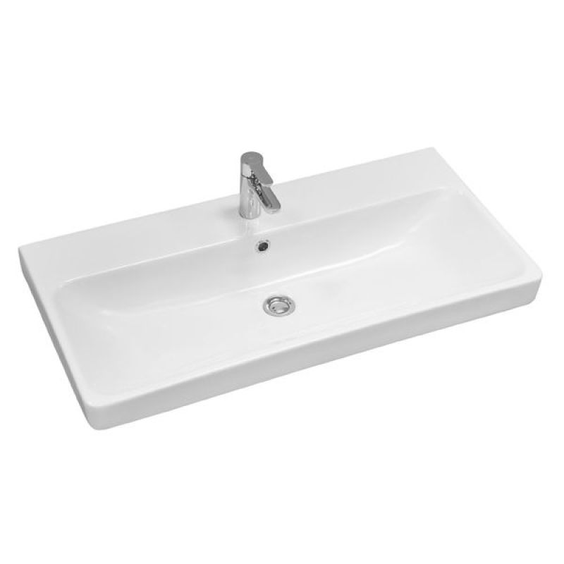 Тумба с раковиной Comforty Соло-90 00-00010979 дуб тёмно-коричневый с раковиной Адриана 90