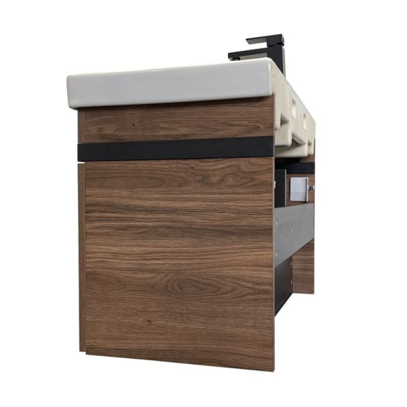 Тумба с раковиной Comforty Соло-90 00-00010979 дуб тёмно-коричневый с раковиной Адриана 90