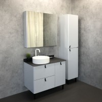 Тумба с раковиной Comforty Сорренто-90Н 00-00013520 светло-серый с черной столешницей c раковиной Comforty 9110