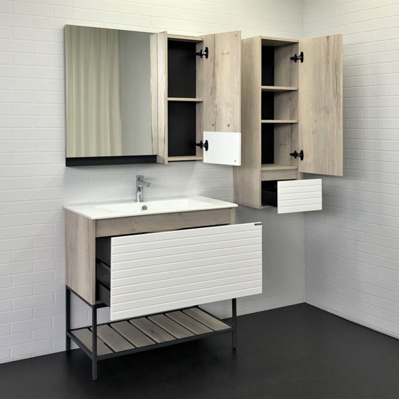 Тумба с раковиной Comforty Страсбург-90 00-00007441 дуб дымчатый с раковиной Quadro 90