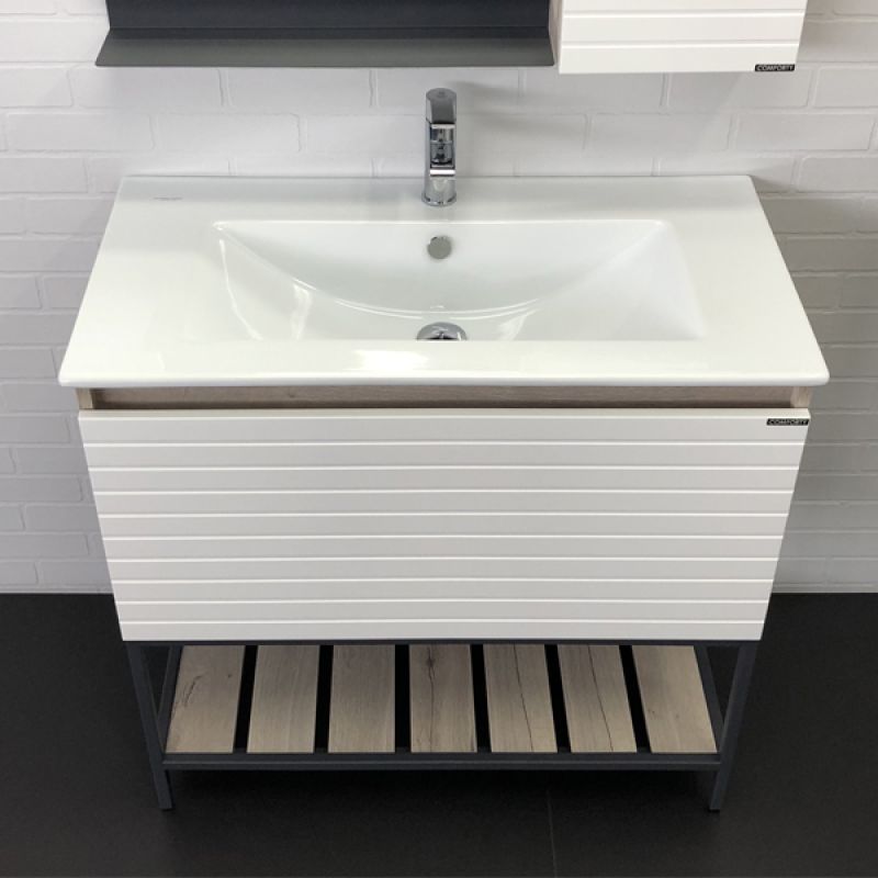 Тумба с раковиной Comforty Страсбург-90 00-00007441 дуб дымчатый с раковиной Quadro 90