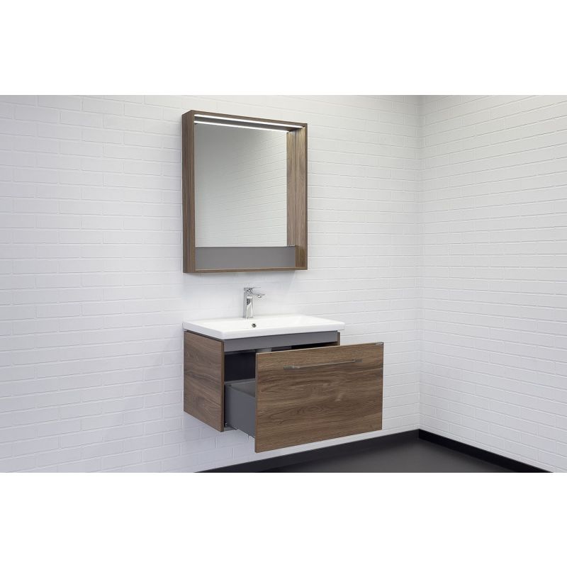 Тумба с раковиной Comforty "Томари-70" 00-00001279 дуб тёмно-коричневый с раковиной Como 70