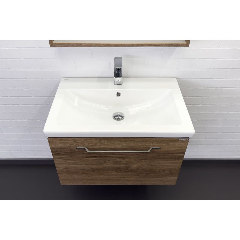 Тумба с раковиной Comforty "Томари-70" 00-00001279 дуб тёмно-коричневый с раковиной Como 70