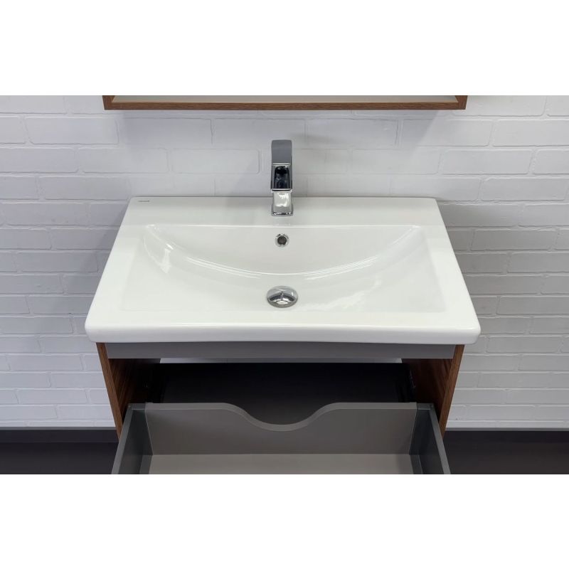 Тумба с раковиной Comforty "Томари-70" 00-00001279 дуб тёмно-коричневый с раковиной Como 70