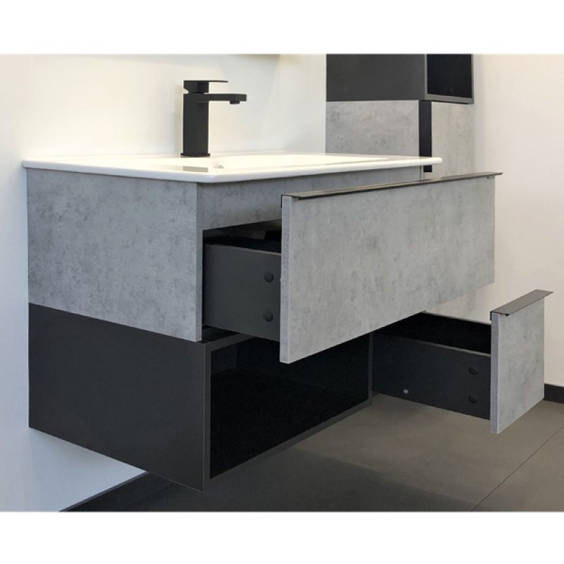 Тумба с раковиной Comforty "Франкфурт" 90 00-00007342 бетон светлый с раковиной Quadro 90