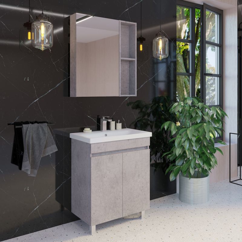 Тумба с раковиной напольная Comforty "Осло-70НД" 00-00006117 бетон светлый с раковиной COMO 70