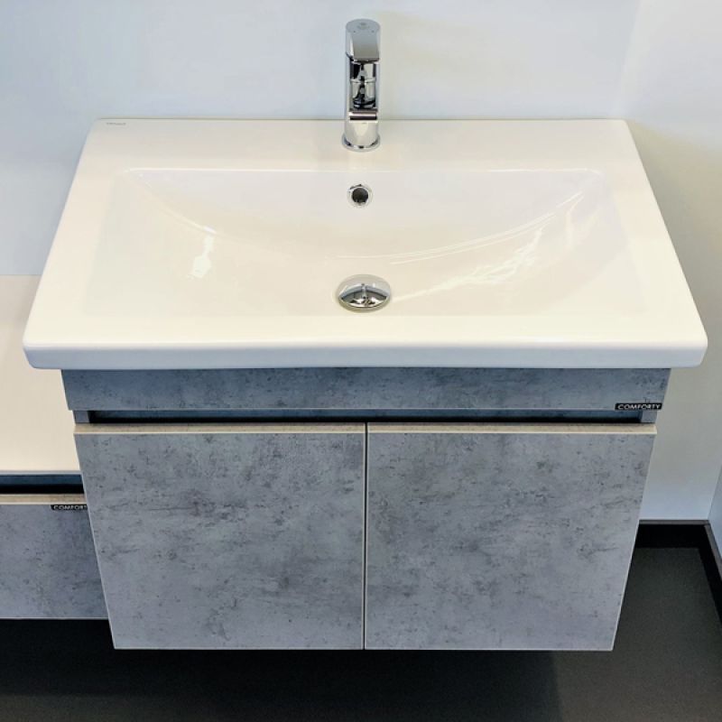 Тумба с раковиной подвесная Comforty "Осло-70ПД" 00-00006118 бетон светлый с раковиной COMO 70