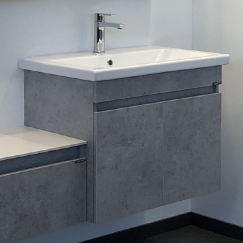 Тумба с раковиной подвесная Comforty "Осло-70ПД" 00-00006118 бетон светлый с раковиной COMO 70