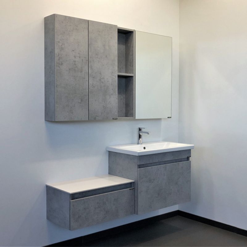 Тумба с раковиной подвесная Comforty "Осло-70ПД" 00-00006118 бетон светлый с раковиной COMO 70