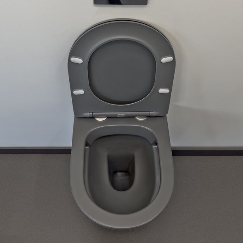 Подвесной унитаз Comforty безободковый, с быстросъёмным сиденьем из дюропласта SoftClose, графит матовый, 00-00007648