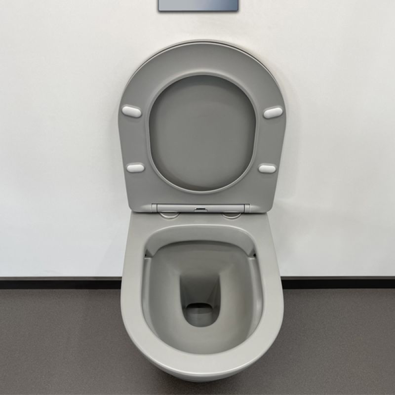 Подвесной унитаз Comforty безободковый, с быстросъёмным сиденьем из дюропласта SoftClose, светло-серый матовый, 00-00007649