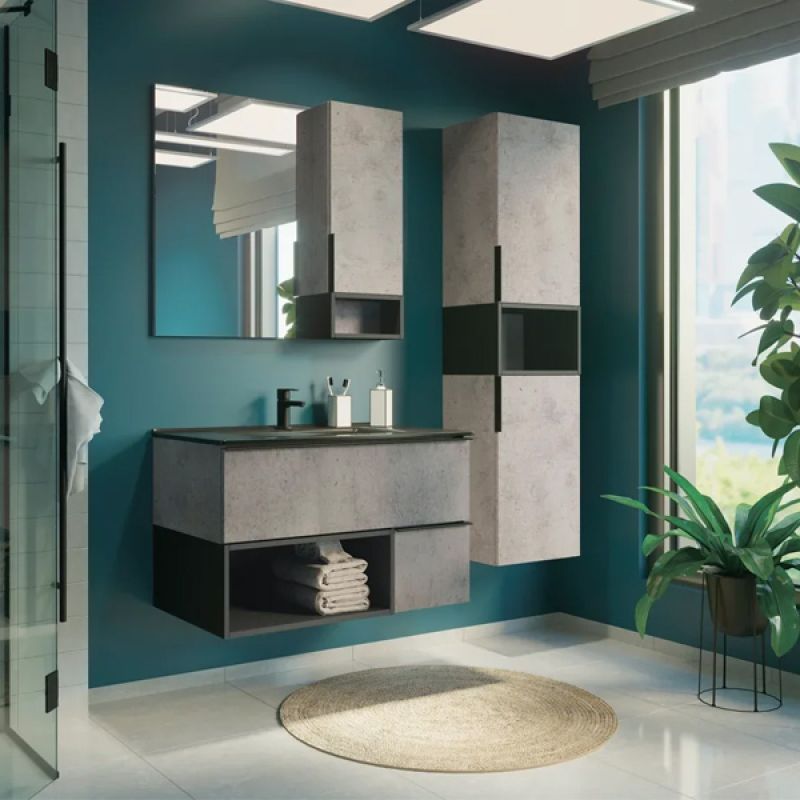 Шкаф пенал Comforty Франкфурт 40 00-00006505 подвесной Бетон светлый