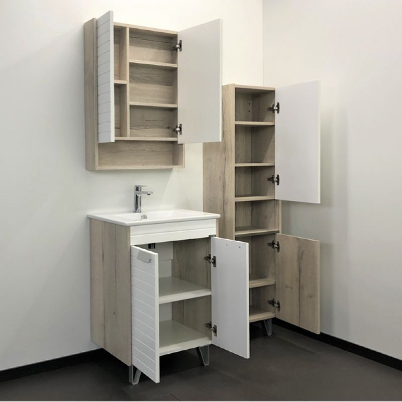 Шкаф пенал Comforty "Клеон-40" 00-00003947 белый/дуб дымчатый