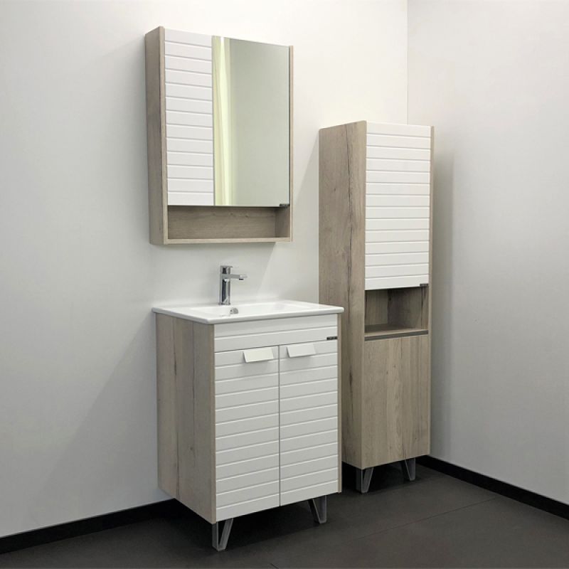 Шкаф пенал Comforty "Клеон-40" 00-00003947 белый/дуб дымчатый