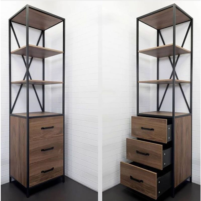 Шкаф пенал Comforty 55 Лофт 00-00012090 с выдвижными ящиками дуб тёмно-коричневый