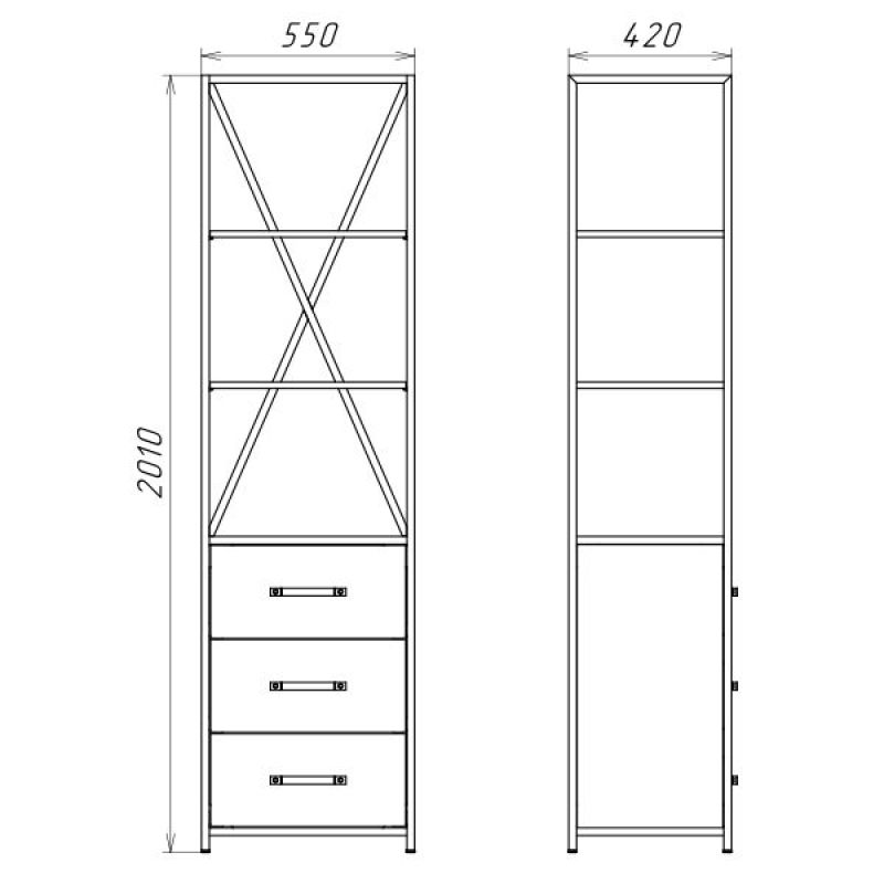 Шкаф пенал Comforty 55 Лофт 00-00012090 с выдвижными ящиками дуб тёмно-коричневый